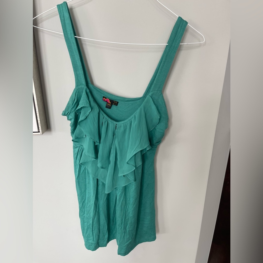 Green ruffle sleeveless top - Buy 2, Get 1 Free